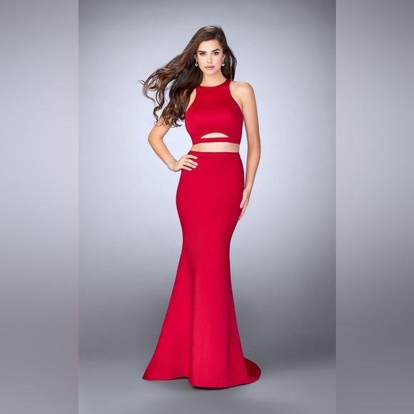 La Femme Dresses & Skirts - La Femme - Sleeveless High Neck Cutout Two-piece Dress